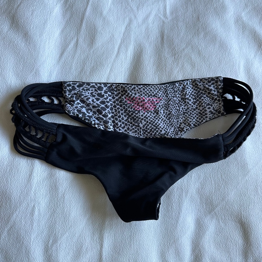 Acacia swimwear black bottoms with crochet sides size S